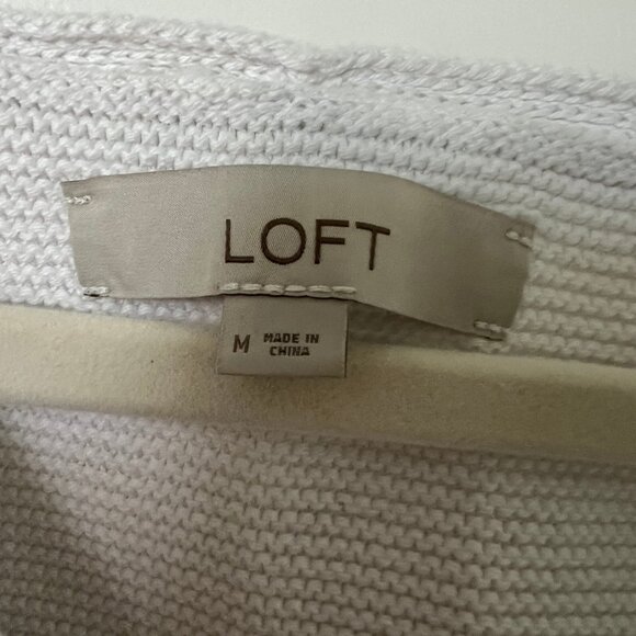 LOFT White Knit Button Up Vest- MEDIUM - Picture 3 of 5